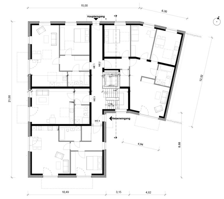 Grundriss Erdgeschoss – Vielfältiger Wohnungsbau in HH-Sasel Vielfältiger Wohnungsbau in HH-Sasel, Grundriss Erdgeschoss