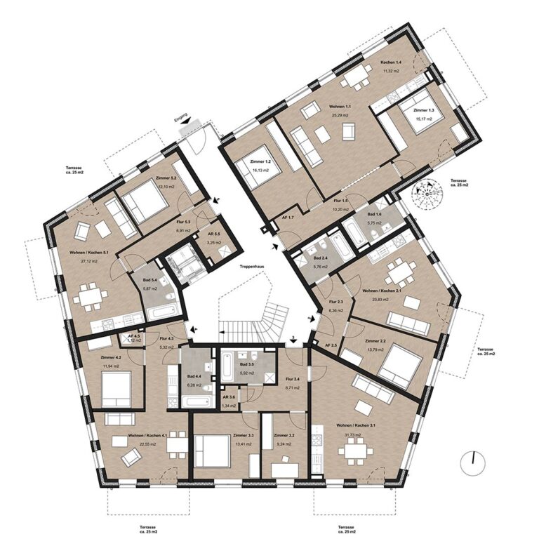 Grundriss Erdgeschoss KFW-40 Mehrfamilienhaus in Hamburg-Langenhorn KFW-40 Mehrfamilienhaus in Hamburg-Langenhorn Grundriss Erdgeschoss