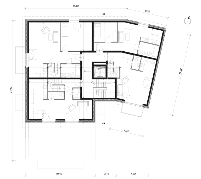 Grundriss 1. Dachgeschoss – Vielfältiger Wohnungsbau in HH-Sasel Vielfältiger Wohnungsbau in HH-Sasel, Grundriss 1. Dachgeschoss