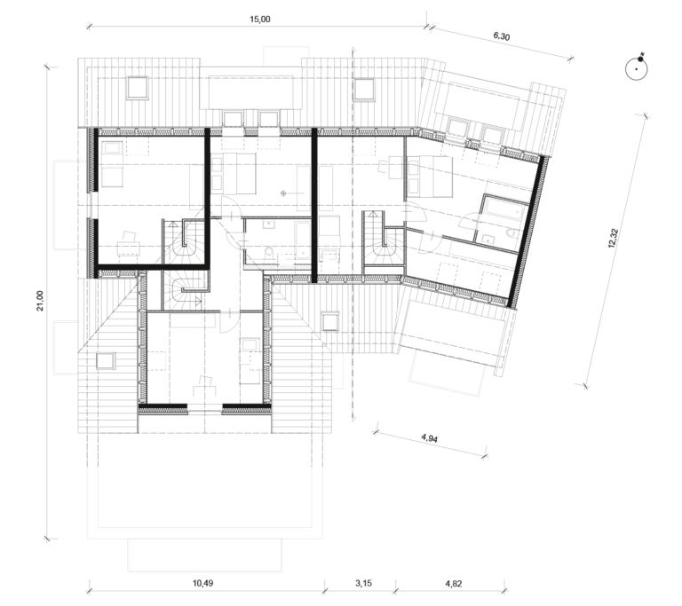 Grundriss 2. Dachgeschoss – Vielfältiger Wohnungsbau in HH-Sasel Vielfältiger Wohnungsbau in HH-Sasel, Grundriss 2. Dachgeschoss