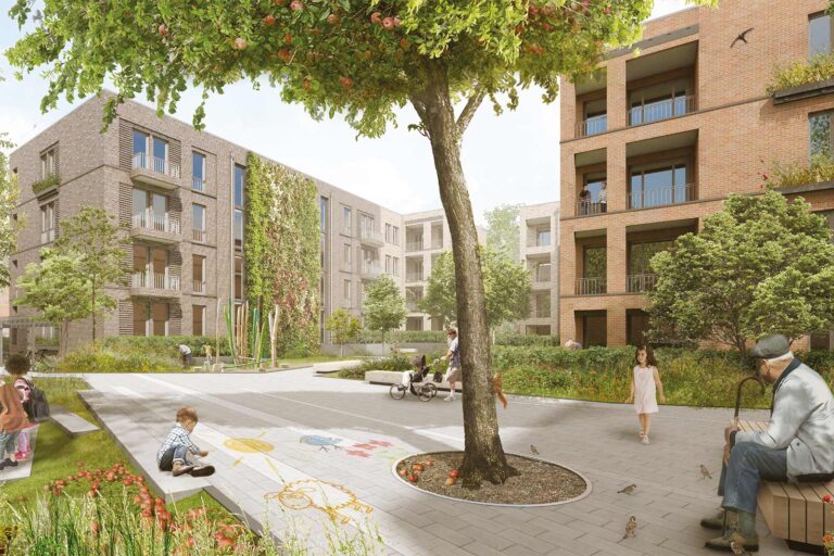 Mietwohnungsbau Stadtgärten Stellingen, Hofansicht Hofansicht – Mietwohnungsbau Stadtgärten Stellingen