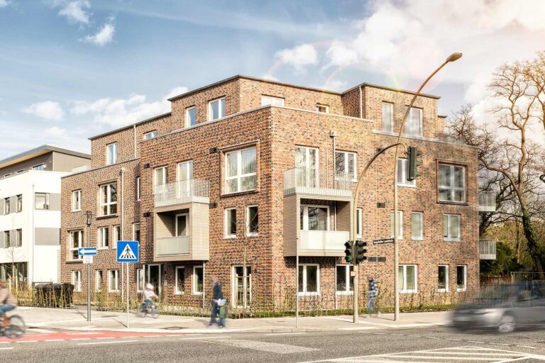 Seitenansicht KFW-40 Mehrfamilienhaus in Hamburg-Langenhorn, ©scheuerecker-photography.de KFW-40 Mehrfamilienhaus in Hamburg-Langenhorn Seitenansicht