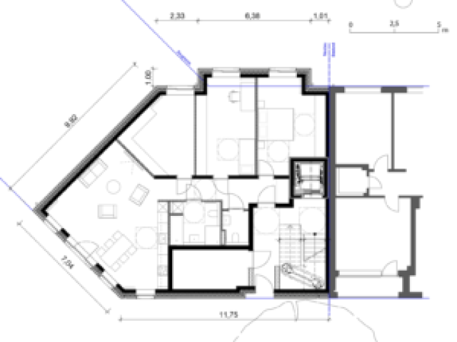 Mehrfamilienhausanbau mit 5 Wohneinheiten, Grundriss Erdgeschoss Grundriss barrierefreie Erdgeschosswohnung