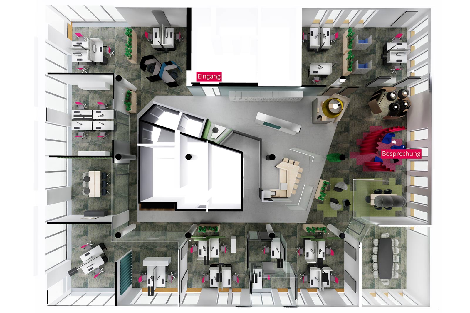 Neubau Bürogebäude mit repräsentativer Banknutzung, 3D-Modell 3D-Modell, Neubau Bürogebäude mit repräsentativer Banknutzung