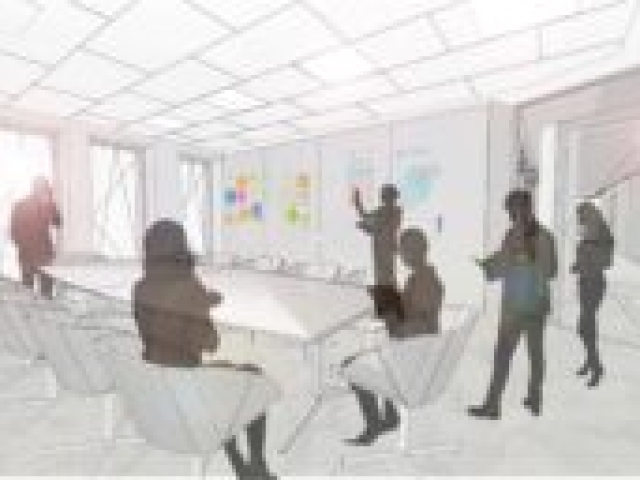 Neubau Bürogebäude mit repräsentativer Banknutzung, Visualisierung Seminar- bzw. Besprechungsraum Visualisierung Seminar- bzw. Besprechungsraum, Neubau Bürogebäude mit repräsentativer Banknutzung