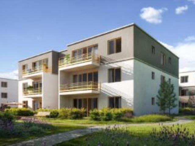 Neubau Wohnquartier mit 140 Wohnungen in Rehfelde, Gartenansicht Gartenansicht, Neubau Wohnquartier mit 140 Wohnungen in Rehfelde