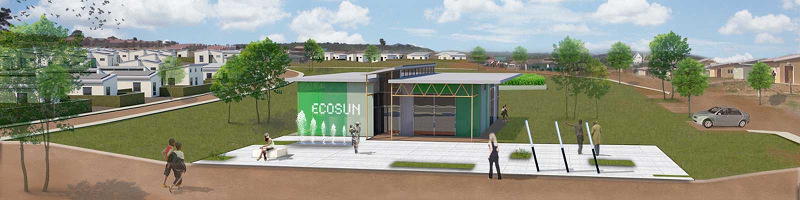 Visualisierung Marktplatz, dezentrales Wasser und Energiemanagement