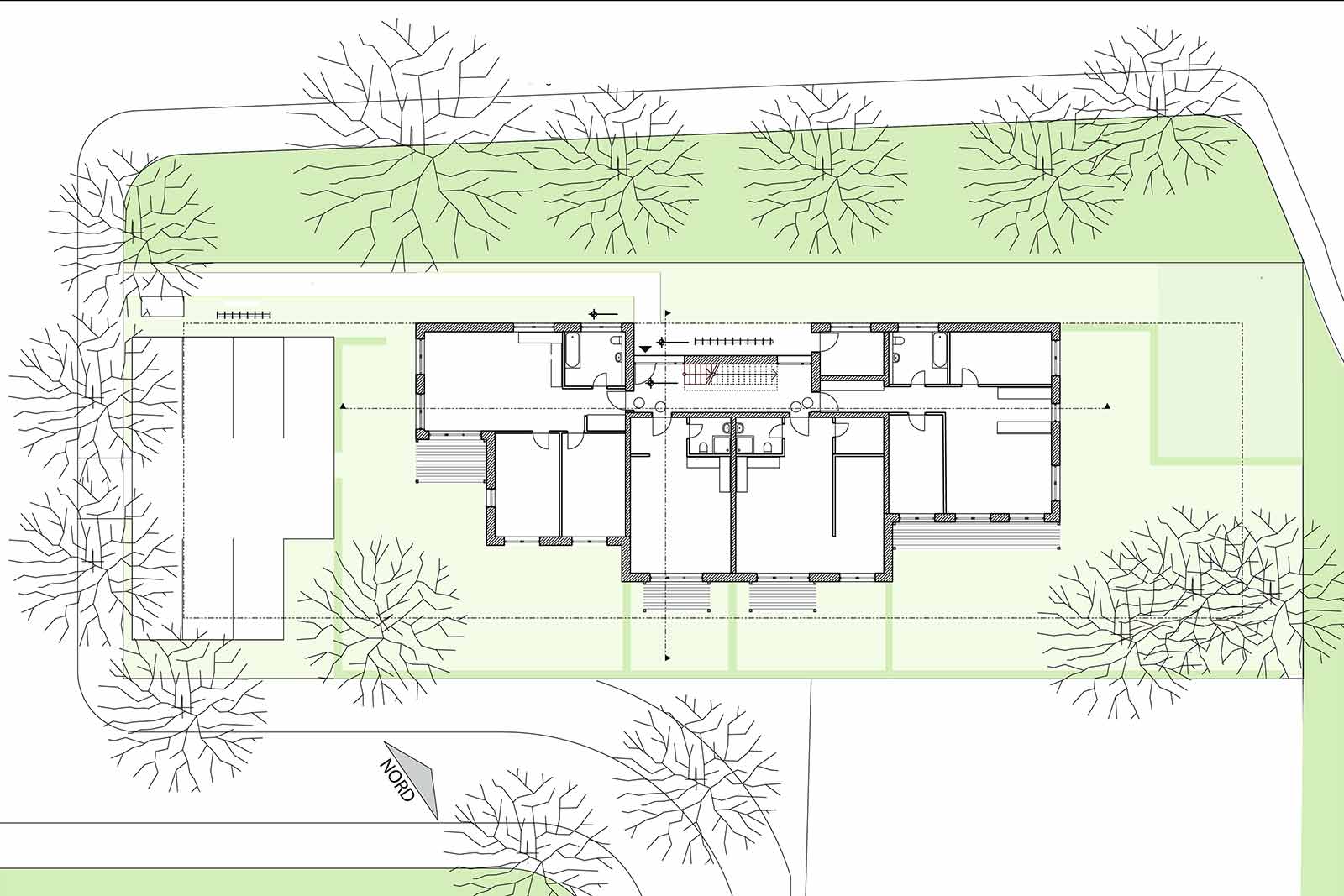 Grundriss Erdgeschoss Mehrfamilienhaus 8 Wohnungen
