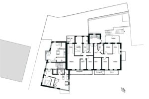 Mehrfamilienhaus mit 20 Wohnungen und Gewerbe in Potsdam, Grundriss 1. OG Grundriss 1. Obergeschoss: Mehrfamilienhaus mit 20 Wohnungen und Gewerbe in Potsdam