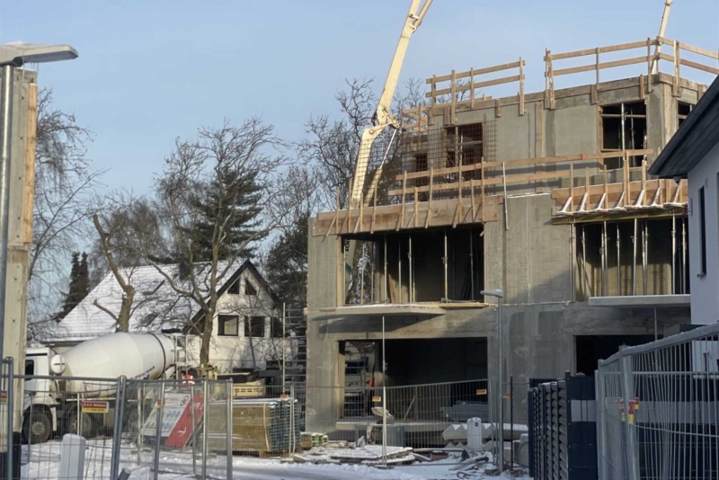 Rohbau Haus D: Neubau von 5 Mehrfamilienhäusern mit je 4 Wohneinheiten in Berlin Rudow Bau von 5 Mehrfamilienhäusern mit jeweils 4 Wohnungen in Berlin Rudow, Rohbau Haus D