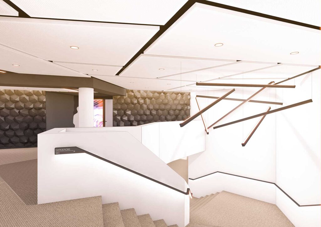 Rendering: Tribühne Treppen zur Garderobe